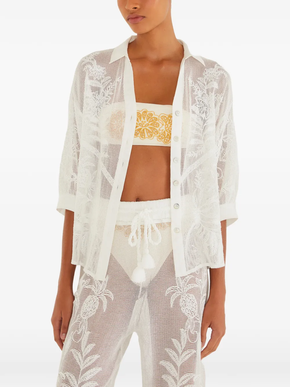 FARM Rio floral buttoned shirt - Bianco