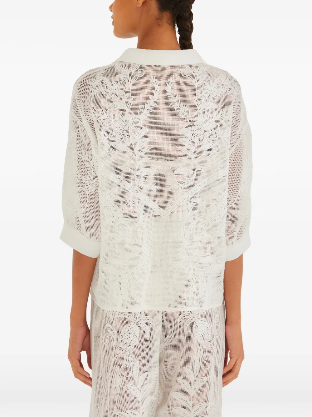 FARM Rio Blouse met bloemenprint en knopen Wit