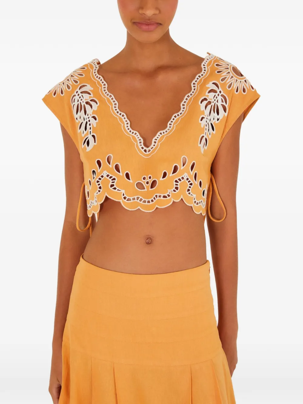 FARM Rio openwork top - Arancione