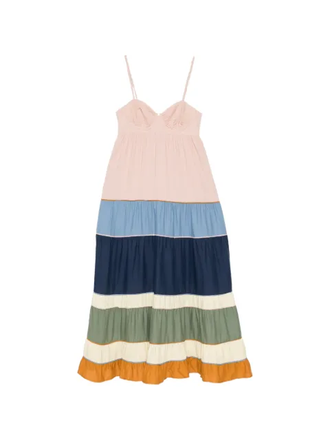 FARM Rio panelled pleated maxi dress