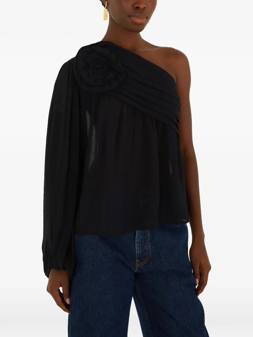 FARM Rio one-shoulder top - Nero