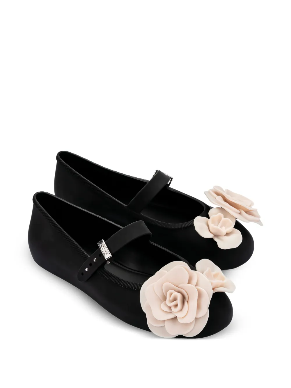 Melissa Ballerina's met bloemendetail Zwart