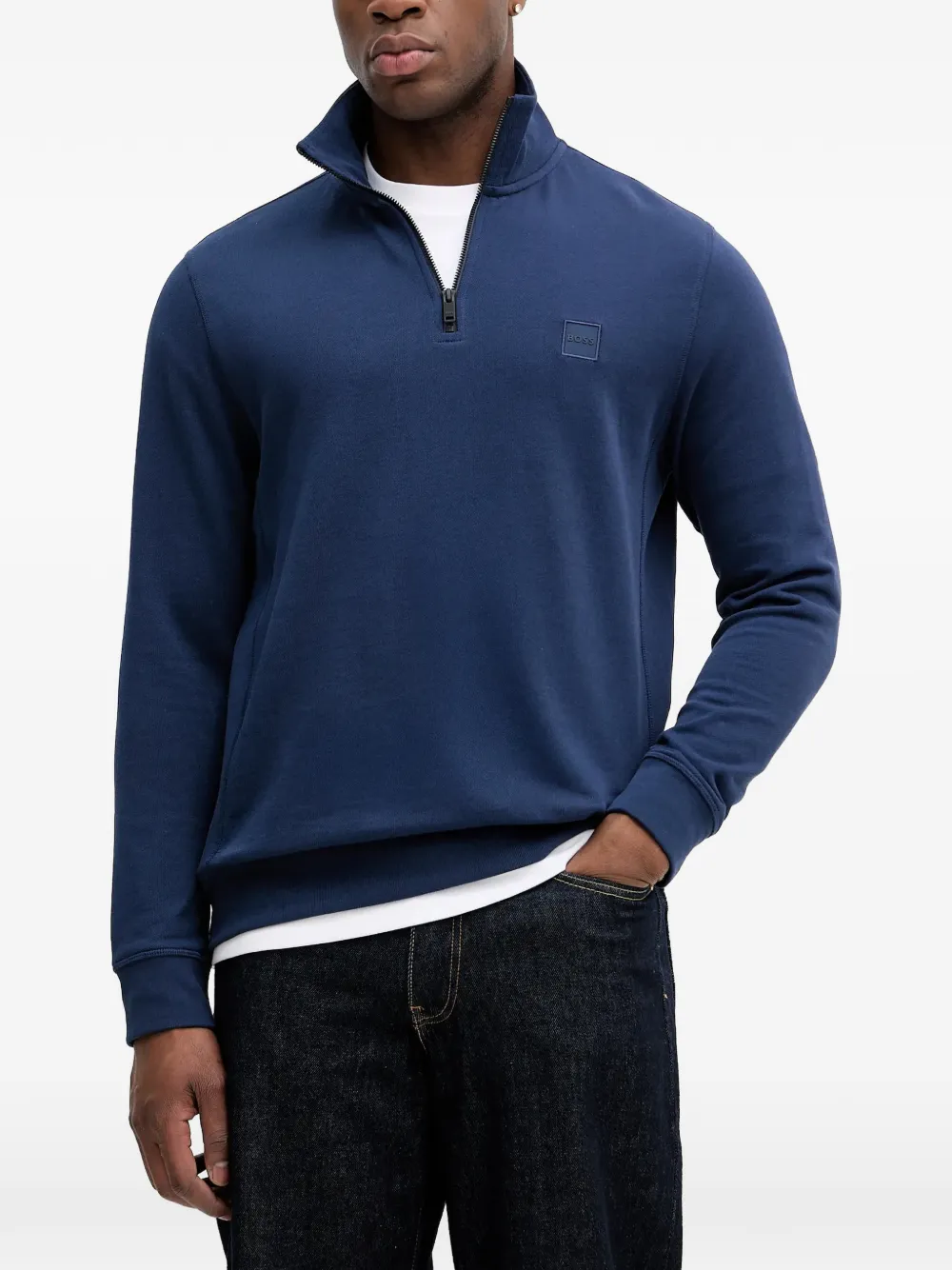 BOSS zip-up logo sweatshirt - Blau