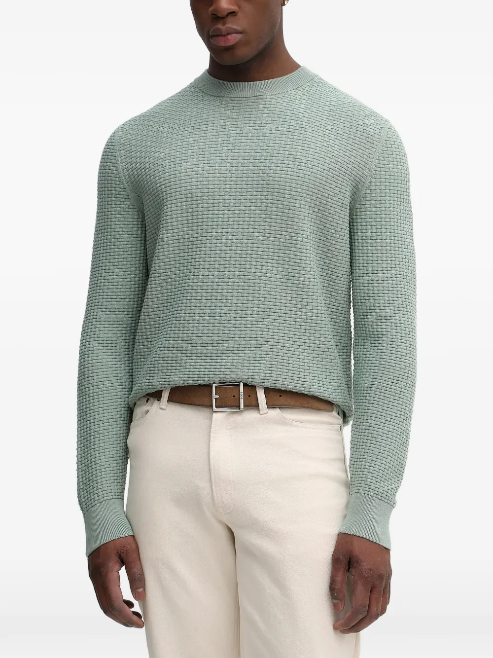 BOSS crew-neck cotton sweater - Verde