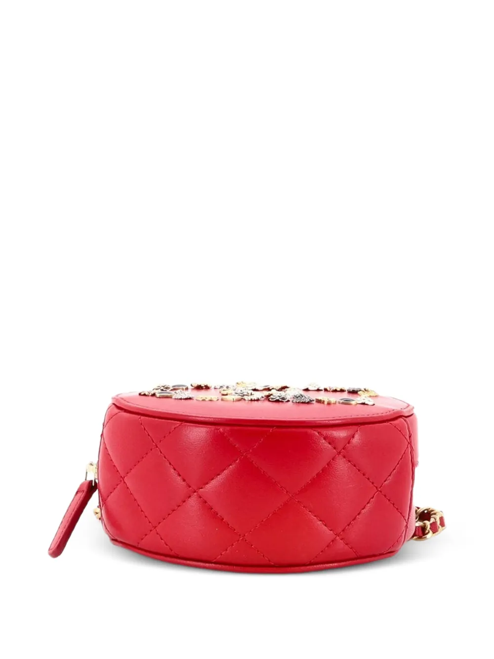 Lucky Charms Round With Chain Embellished Lambskin Clutch Bag