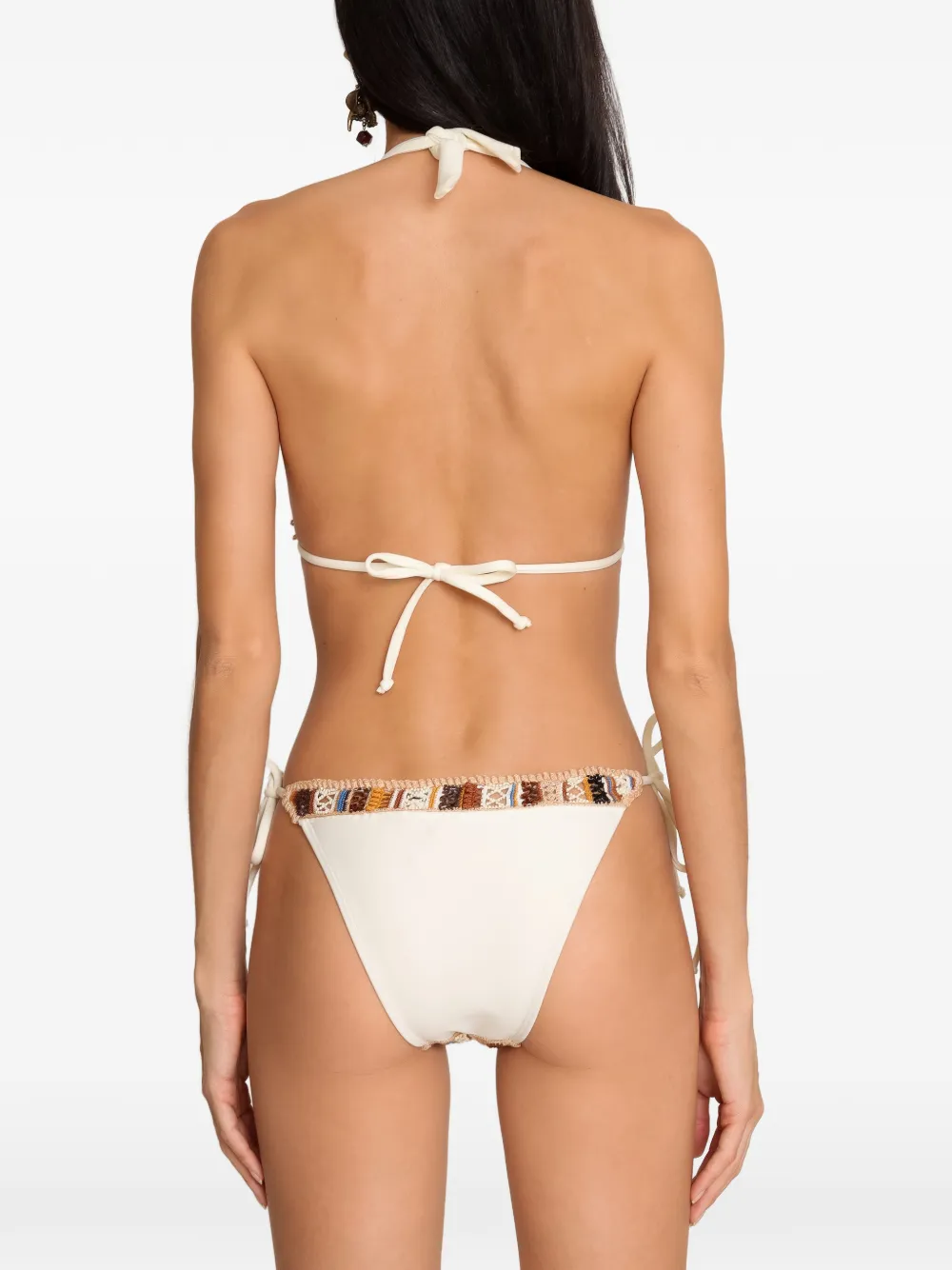 Amir Slama Gestreepte strandkleding met franje Beige