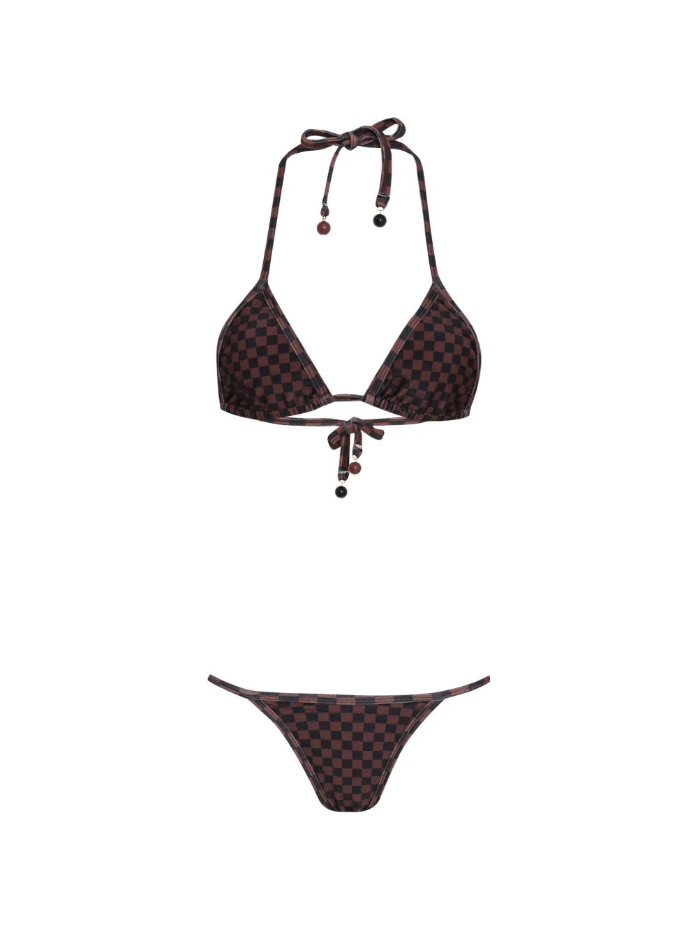 Amir Slama Karierte Badehose mit Perlen - Braun