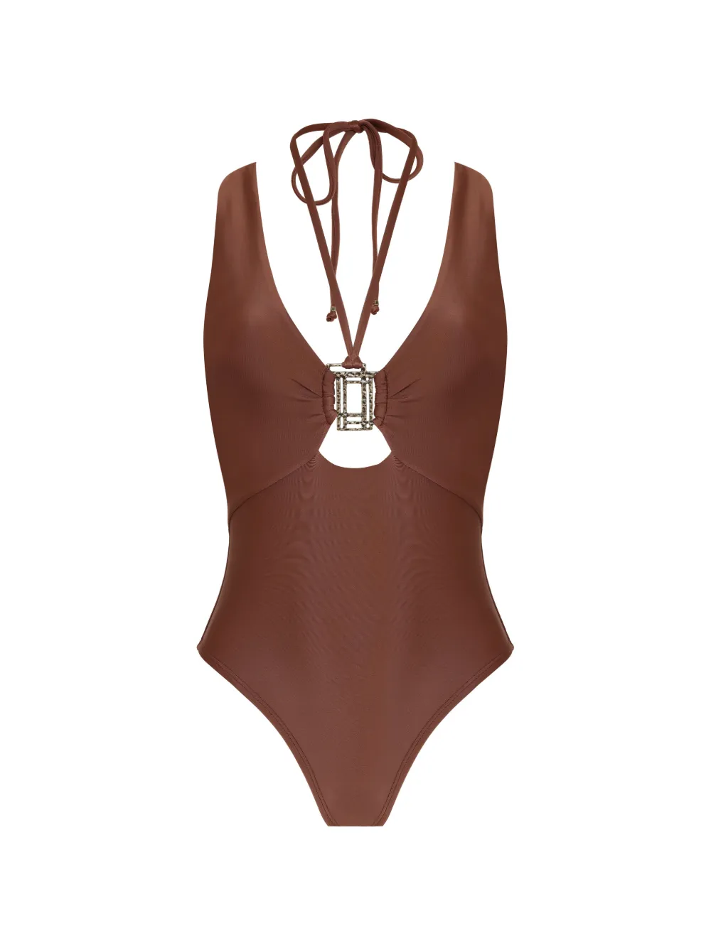 Amir Slama tie-fastening cutout swimsuit - Braun