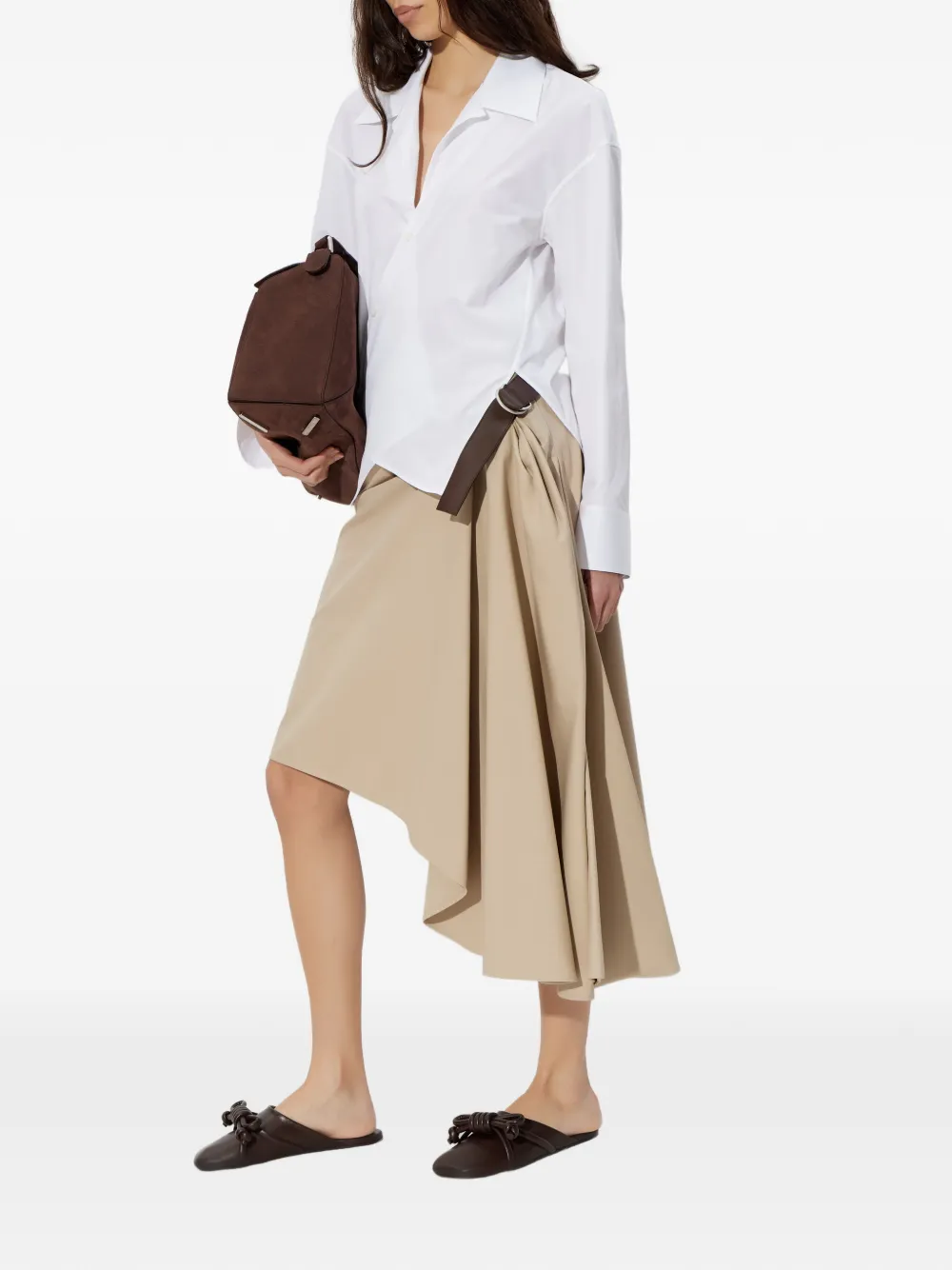  Loewe Belted Asymmetric Midi Skirt - Neutrals 