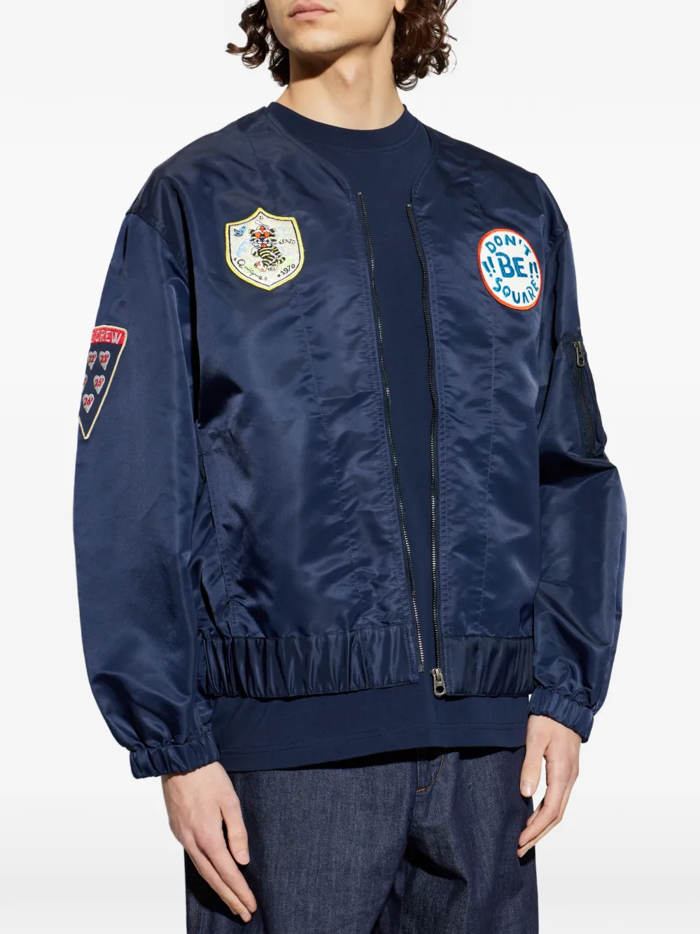 Kenzo Bomberjack met logopatch Blauw