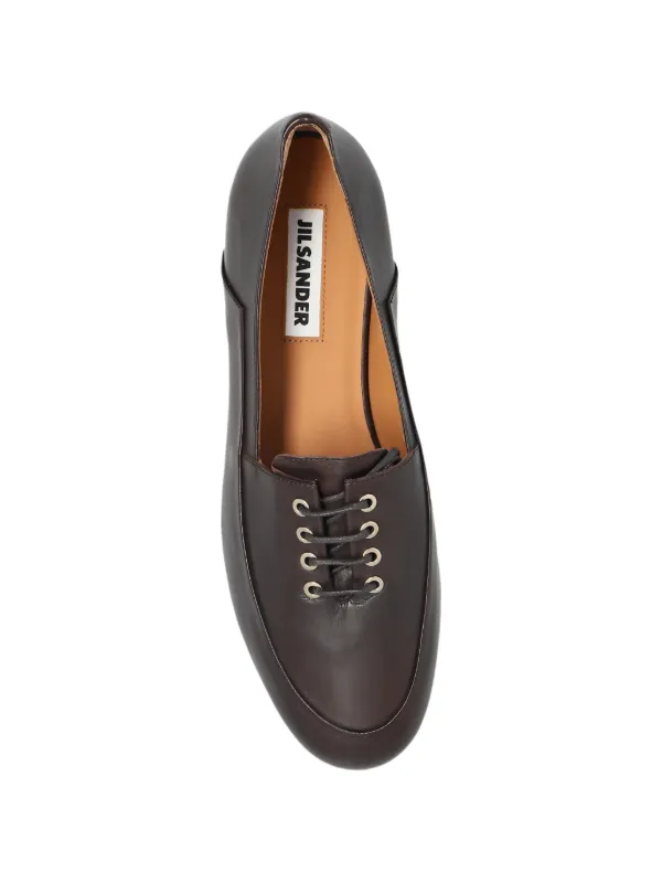 Jil Sander レースアップ レザースニーカー | ブラウン | FARFETCH JP