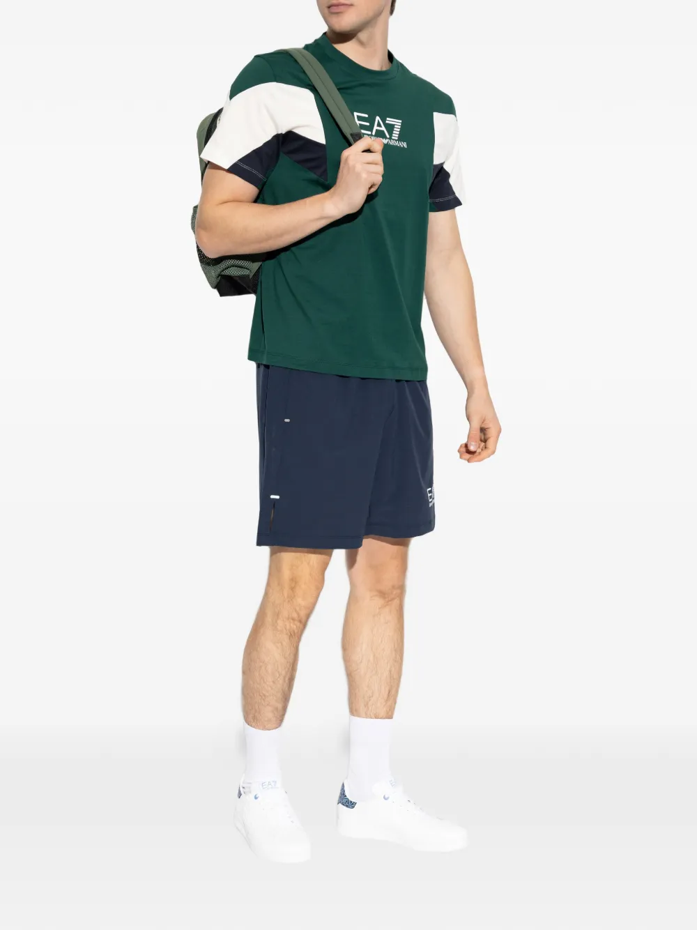 Ea7 Emporio Armani Shorts met logoprint Blauw
