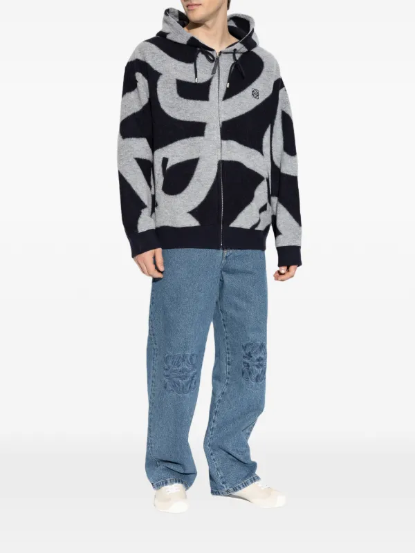 LOEWE Patterned zip-fastening Sweatshirt | Blue | FARFETCH GE