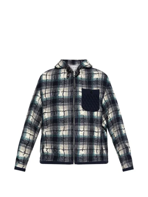 LOEWE plaid pocket hooded jacket