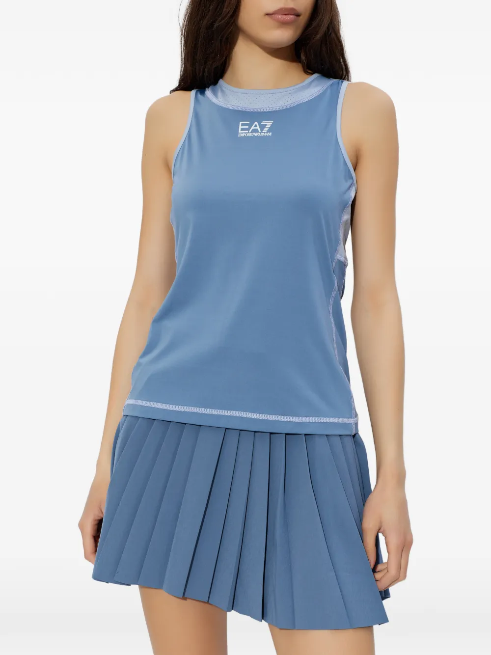Perforated-Detail Sleeveless Tank Top
