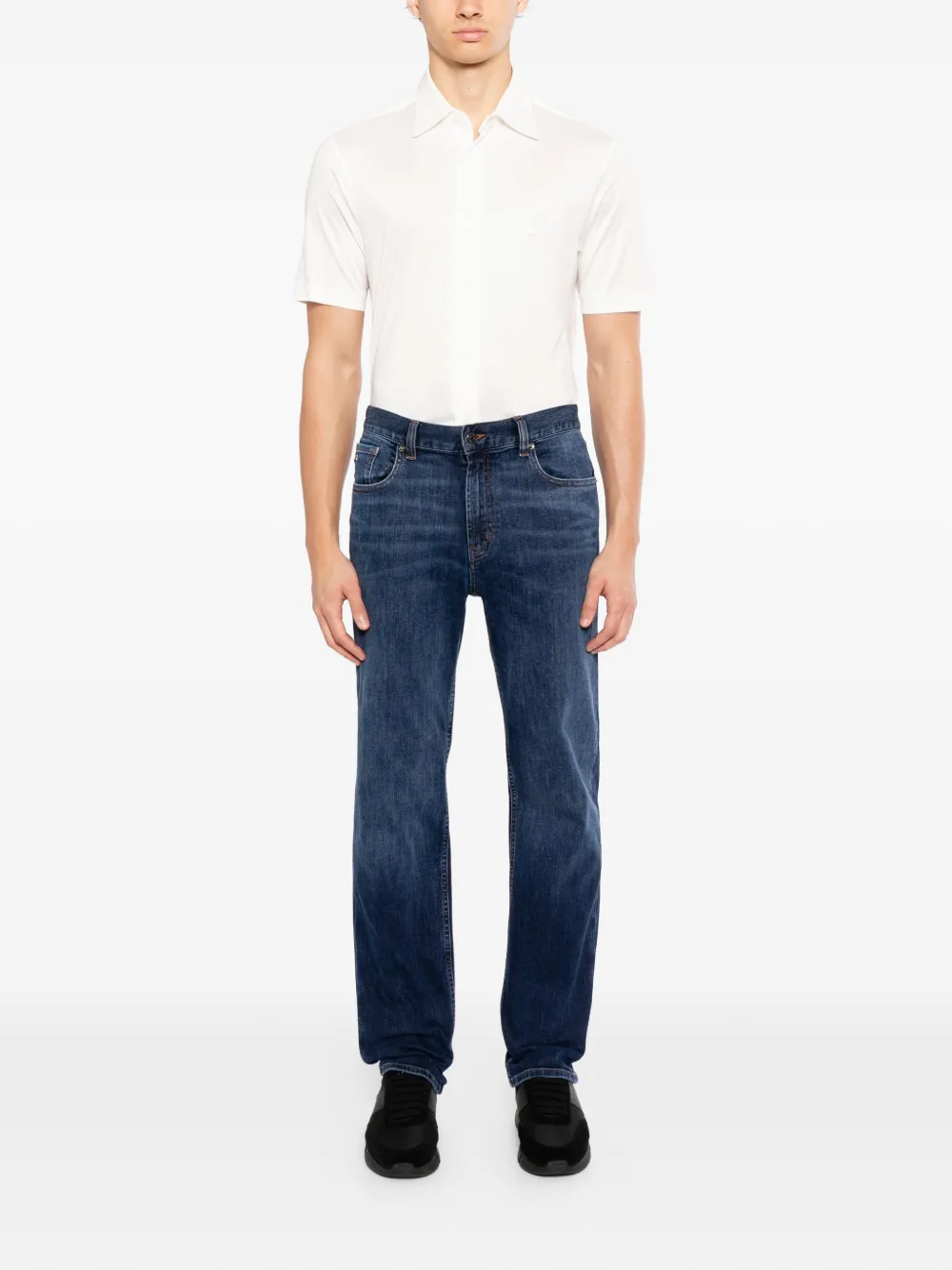 Emporio Armani Overhemd met geborduurd logo Blauw