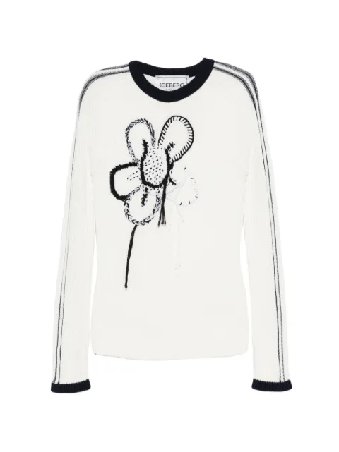 Iceberg floral-embroidered ribbed sweater