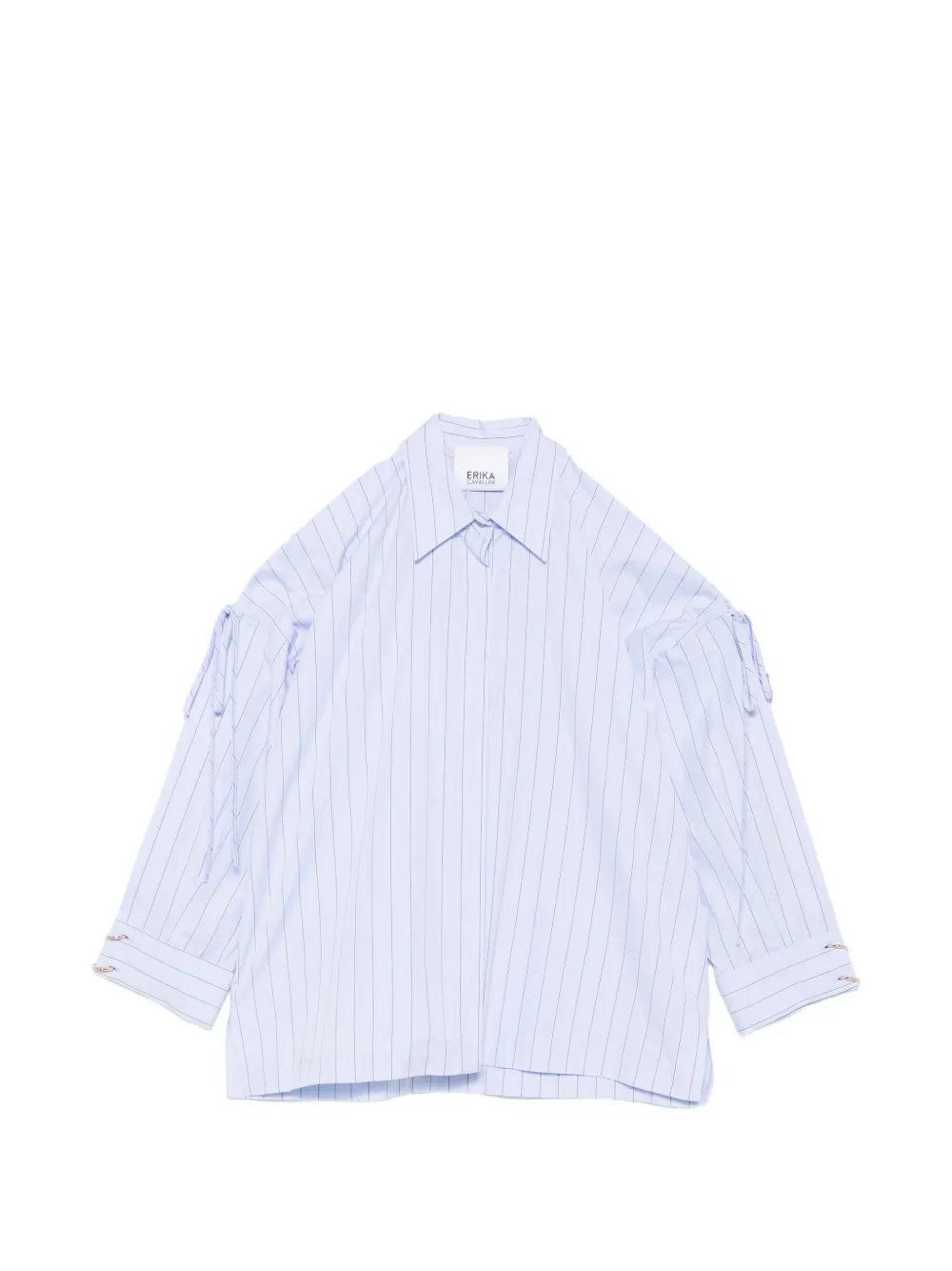 Erika Cavallini pinstripe cold-shoulder shirt - Blau