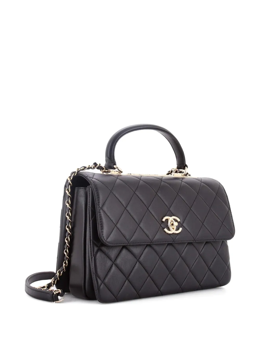 Trendy Cc Top Handle Bag Quilted Lambskin Medium Satchel
