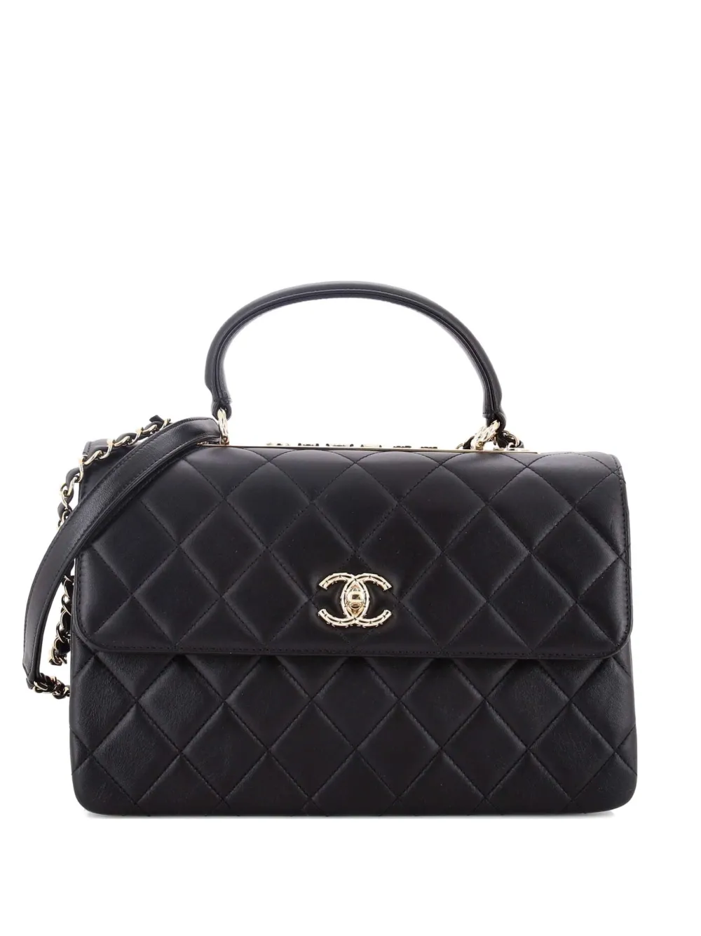 CHANEL Pre-Owned Trendy CC Top Handle Bag Quilted Lambskin Medium satchel - Nero