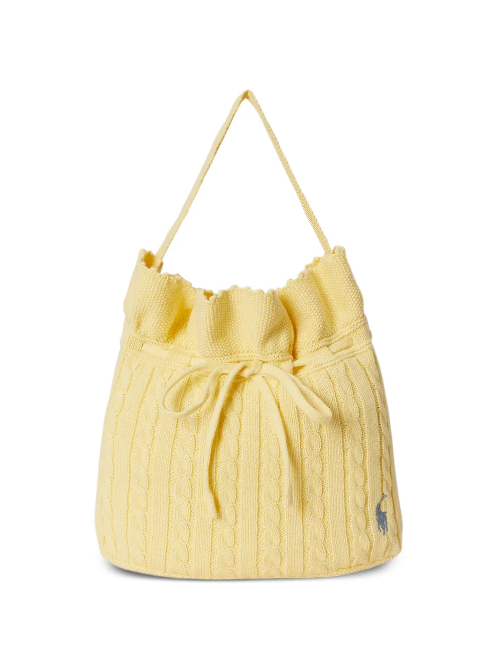 POLO RALPH LAUREN KIDS cable-knit drawstring bucket bag - Giallo