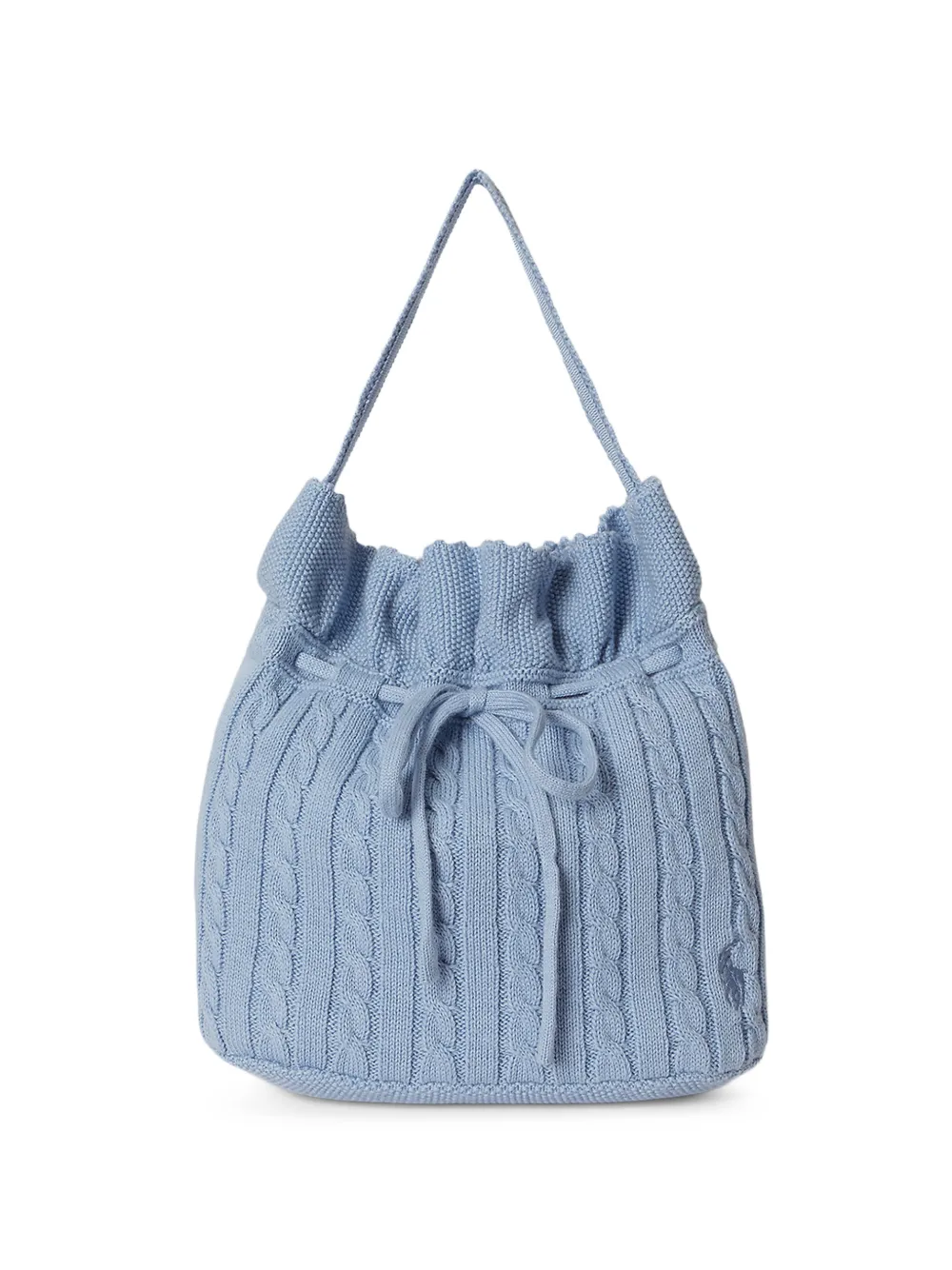 POLO RALPH LAUREN KIDS cable knit drawstring bucket bag - Blu