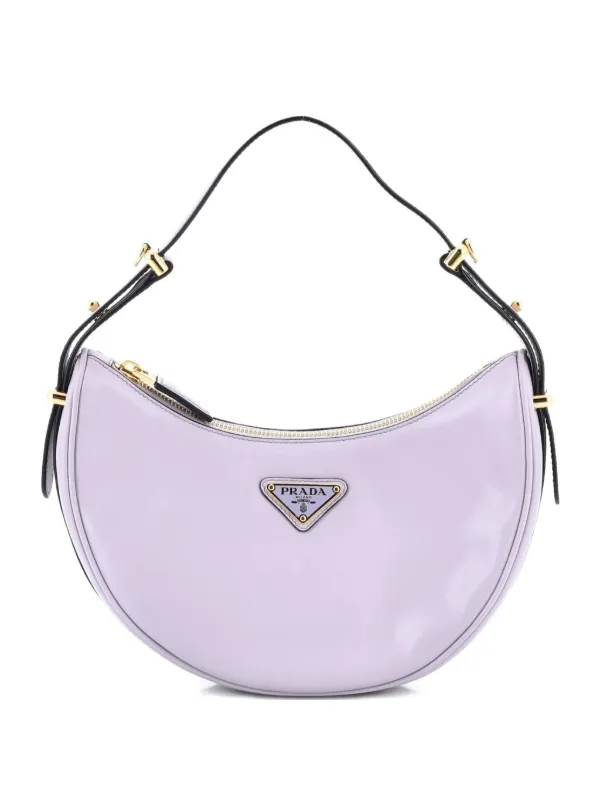 Prada Pre-Owned Arque Half Moon Leather Small Hobo Bag | Purple