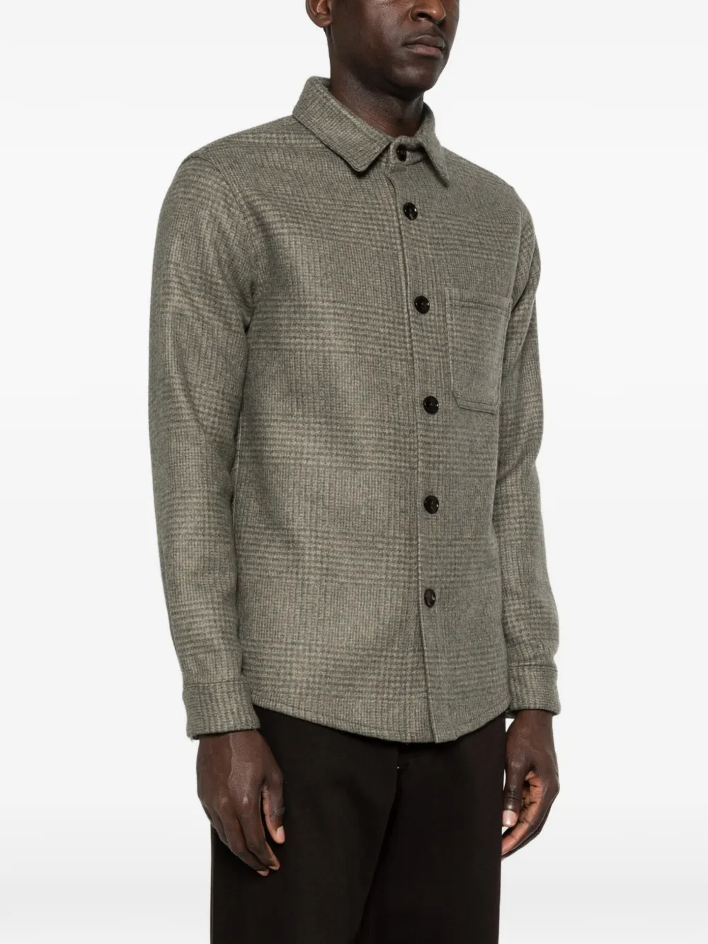  Profuomo Prince Of Wales-check Overshirt - Green 