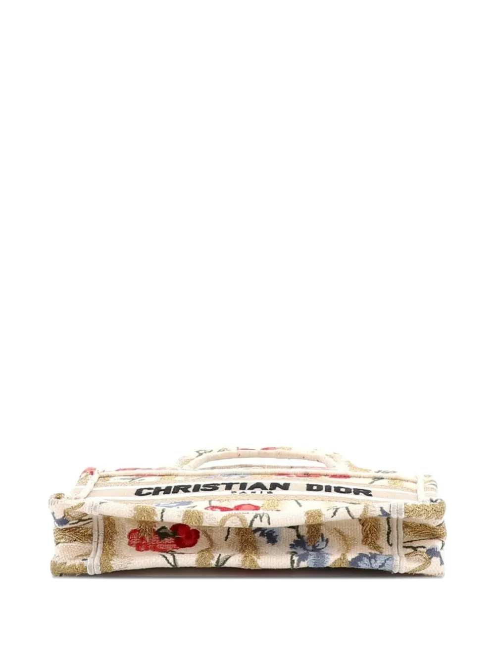  Christian Dior Pre-owned Book Embroidered Canvas Mini Tote Bag - Neutrals 