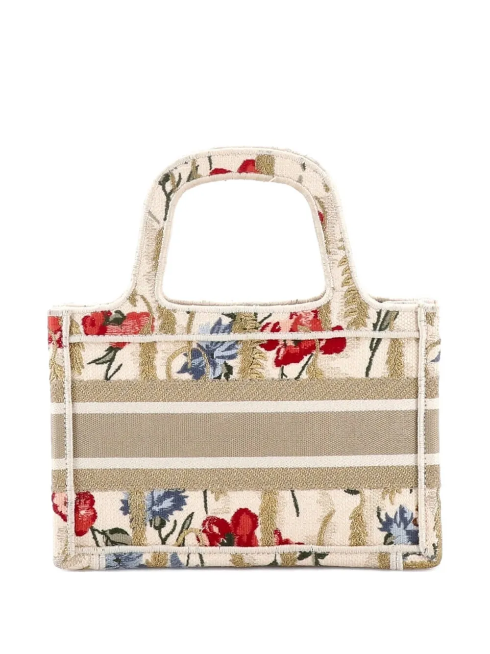 Christian Dior Pre-owned Book Embroidered Canvas Mini Tote Bag - Neutrals 