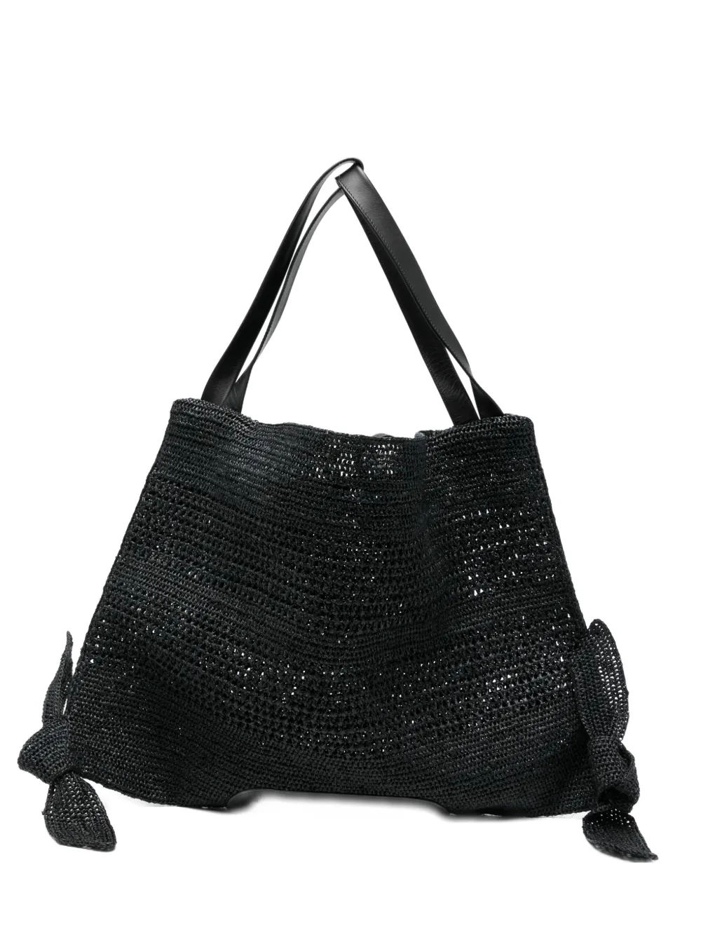 Hereu raffia knot-detail shoulder bag - Nero
