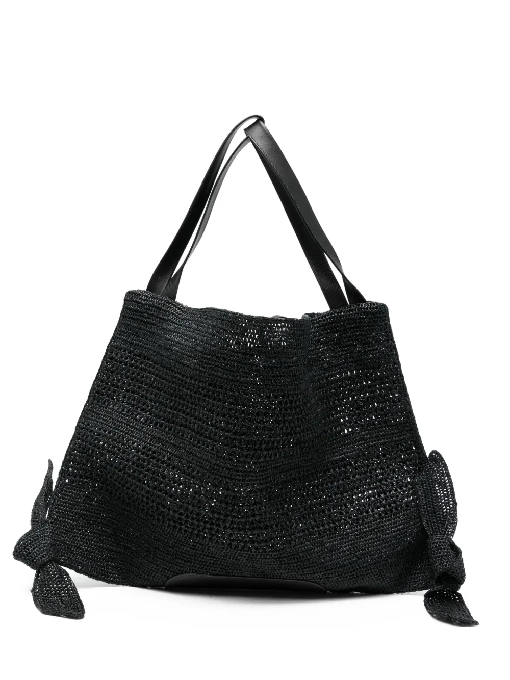 Hereu raffia knot-detail shoulder bag - Nero