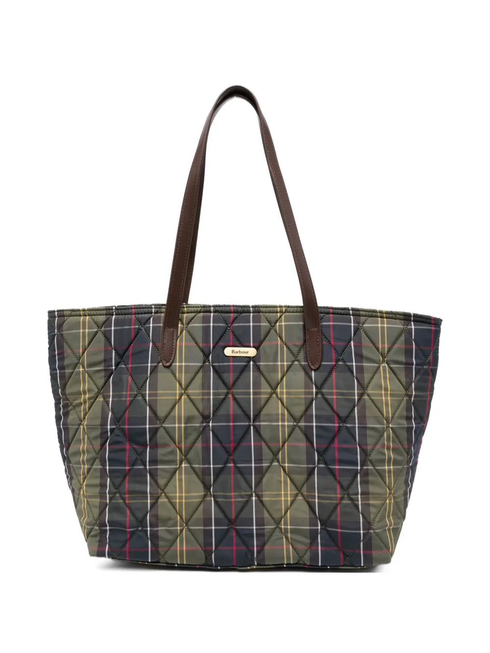Barbour quilted tartan-pattern shoulder bag - Verde