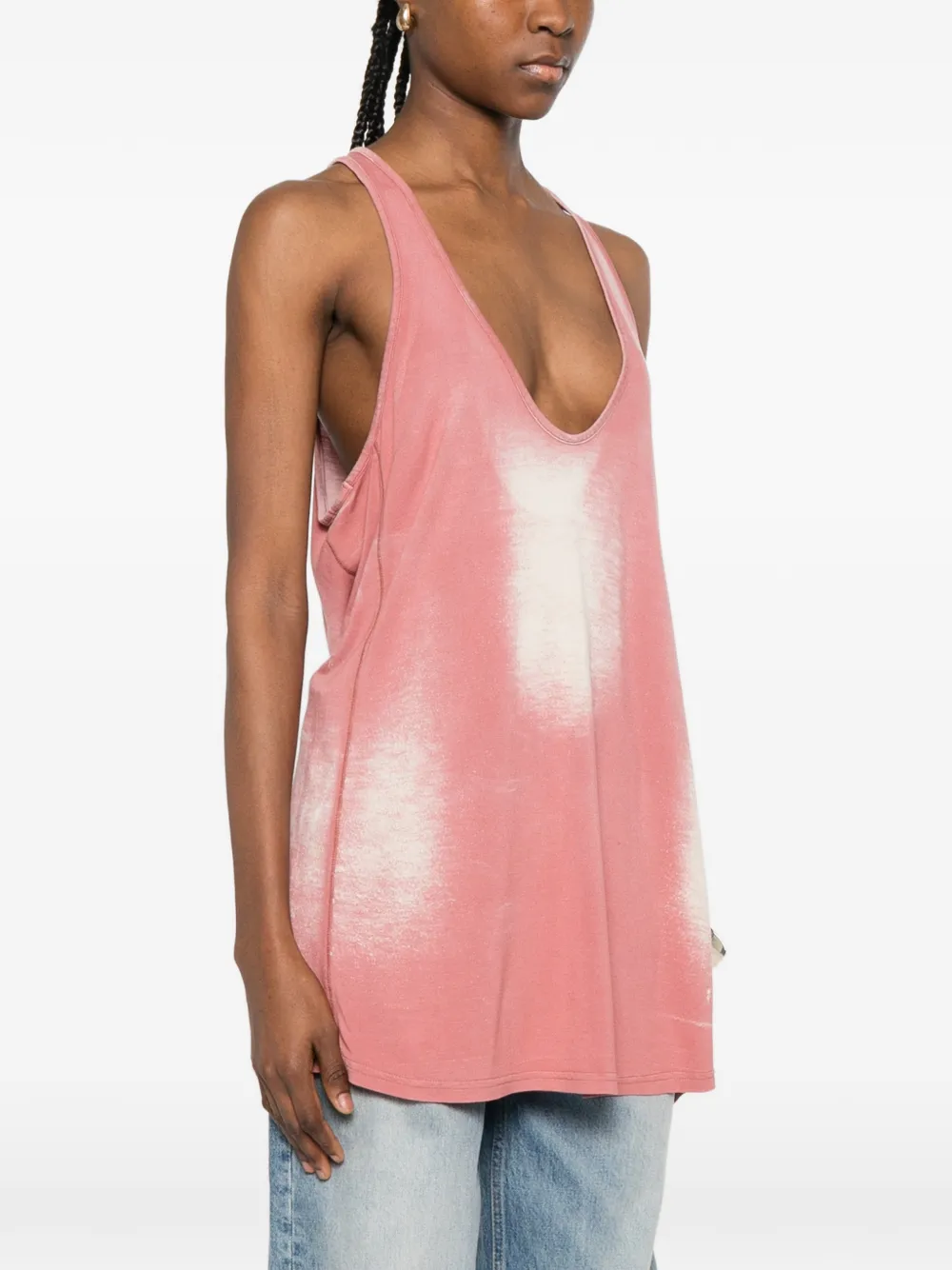  Diesel Bleached V-neck Top - Pink 