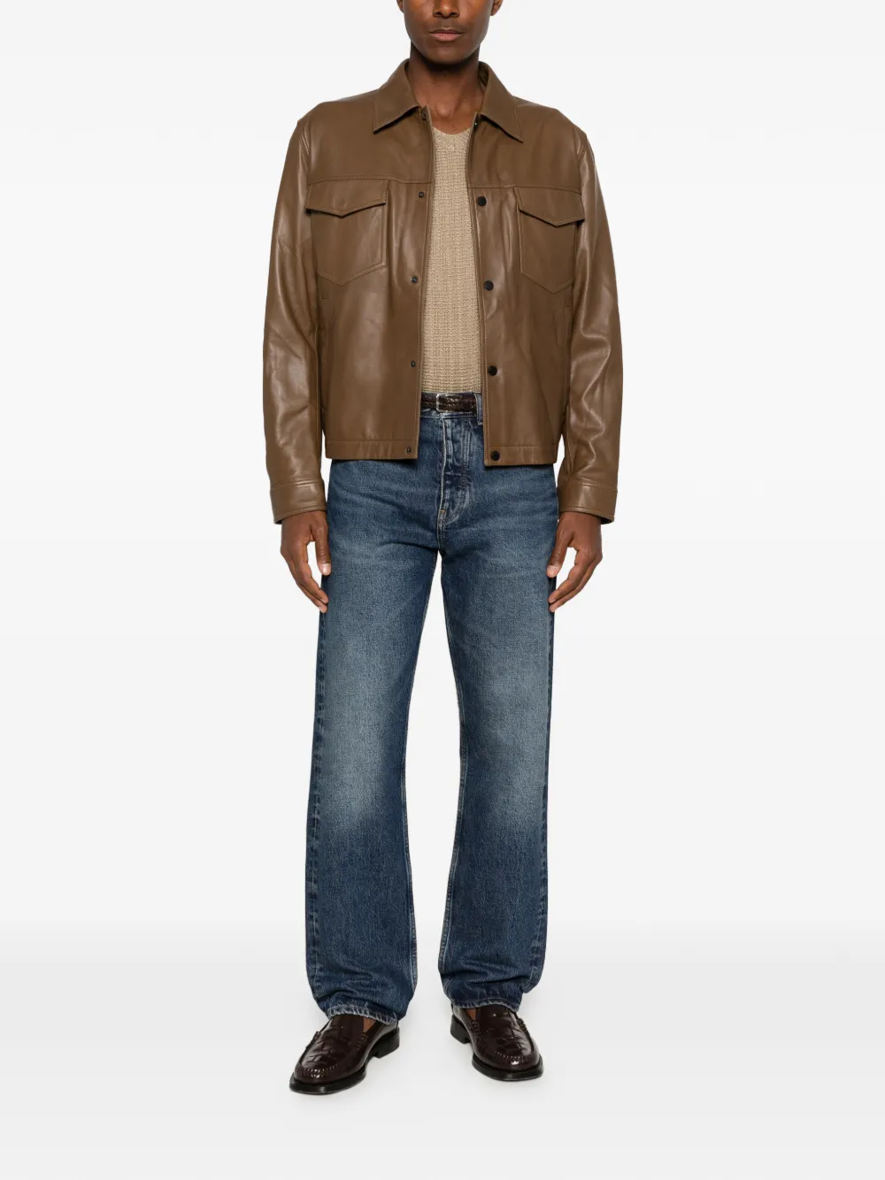 Emporio Armani Jack met drukknoopsluiting Bruin
