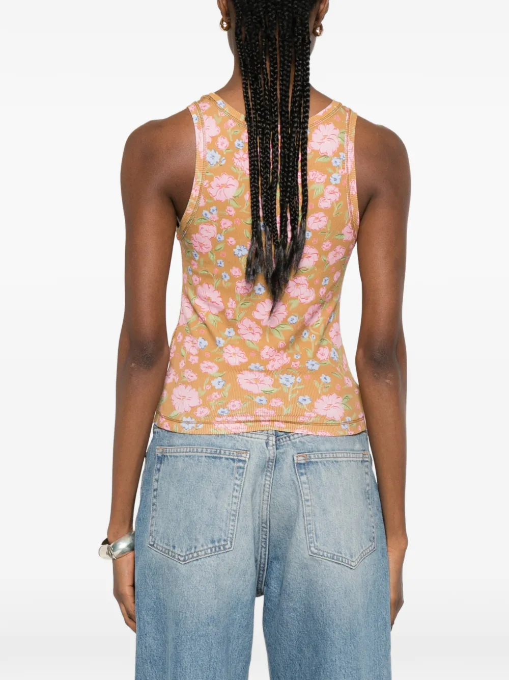 Diesel Geribbelde top met bloemenprint Bruin