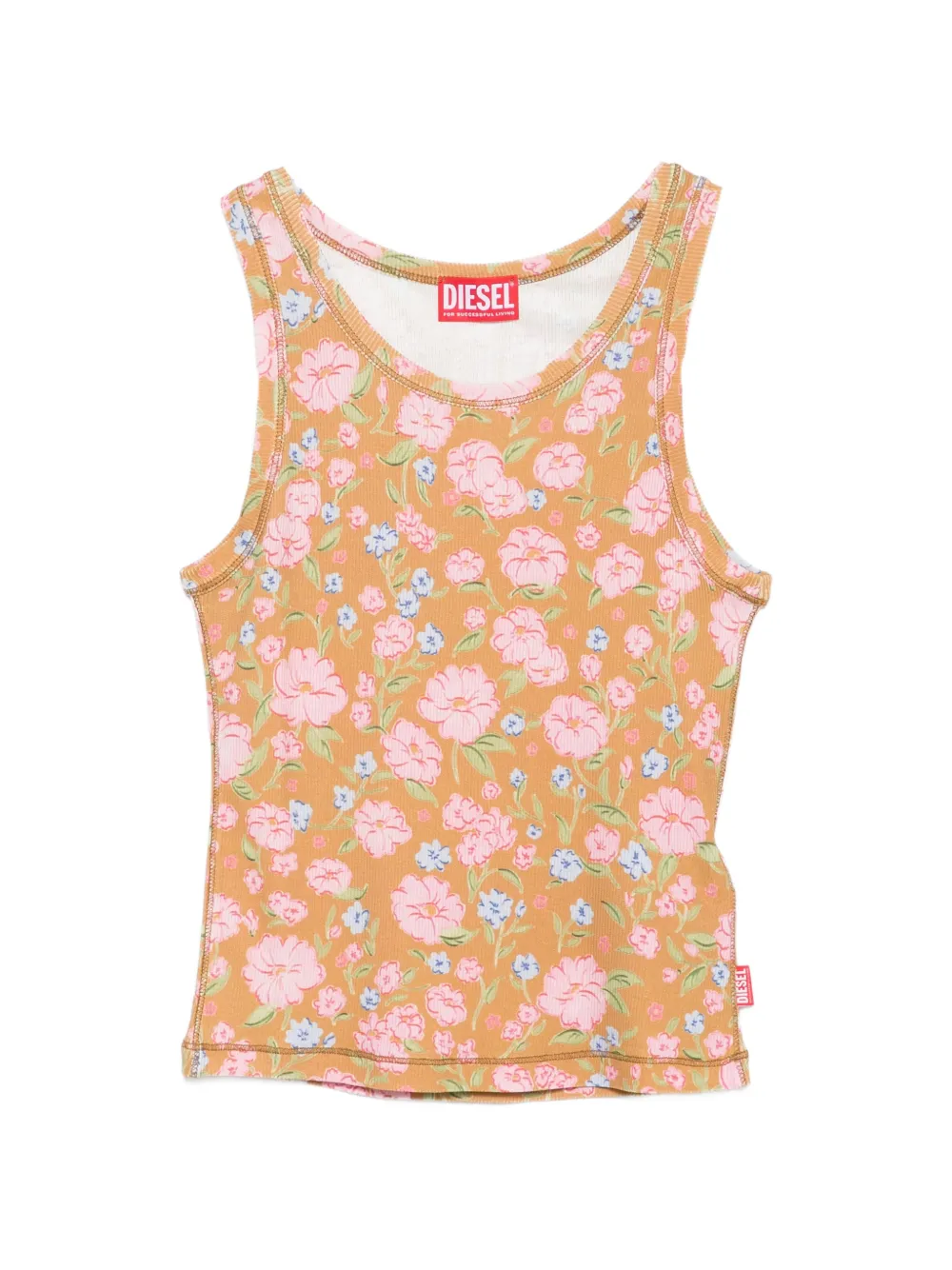 Diesel floral print ribbed top - Marrone