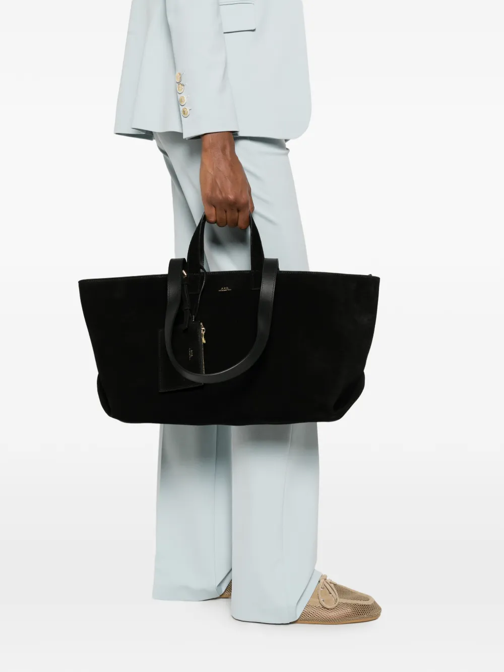 A.P.C. Le Drummer suède shopper Zwart