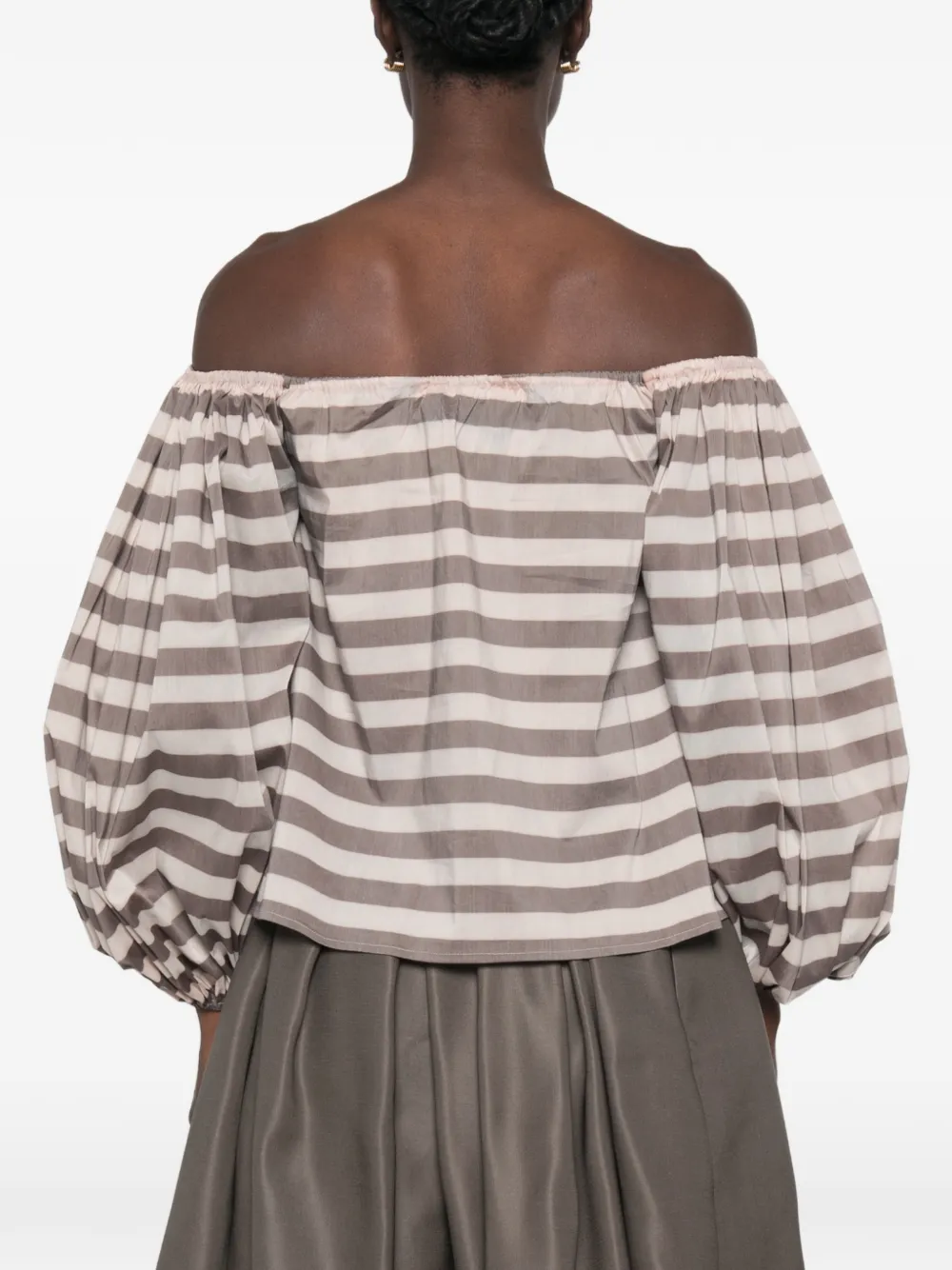 Camilla Gestreepte off-shoulder top Beige