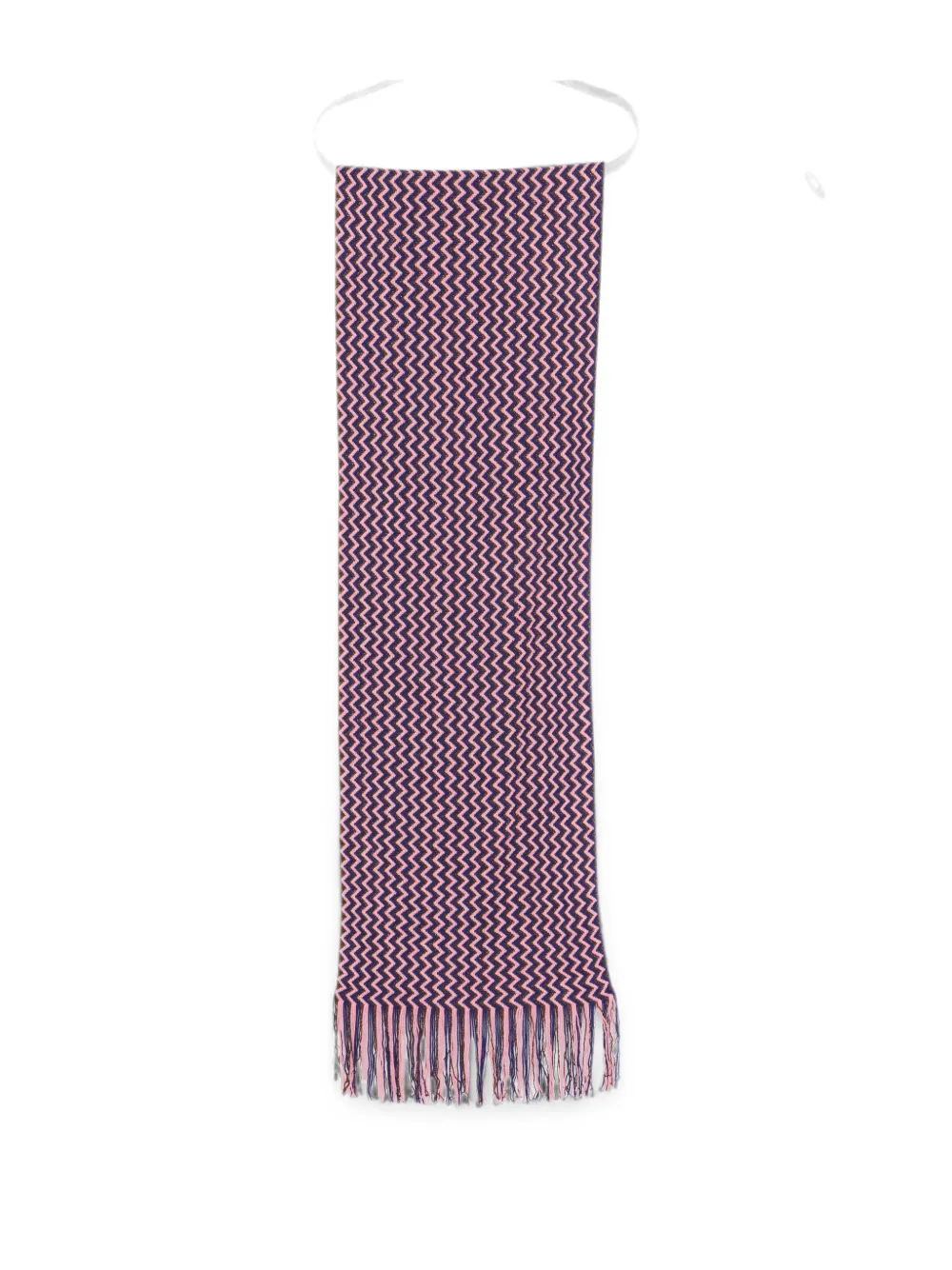 Missoni Zigzag-knit Fringed Scarf In Purple