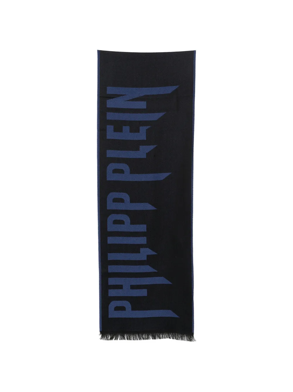 Philipp Plein logo-print frayed scarf - Schwarz