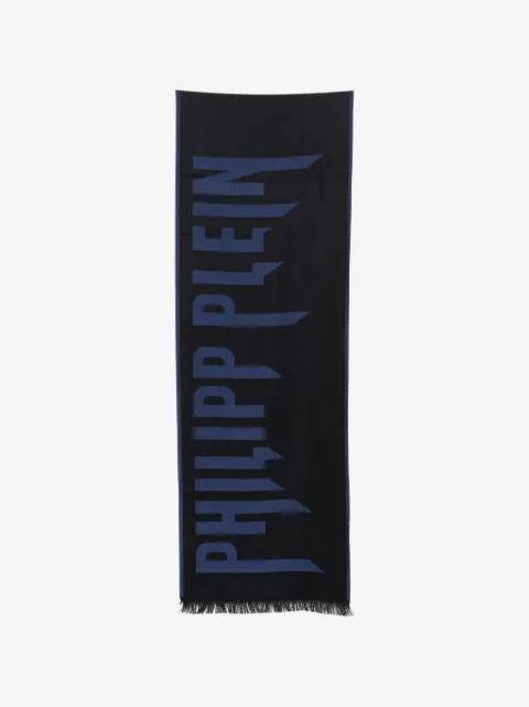 Philipp Plein logo-print frayed scarf