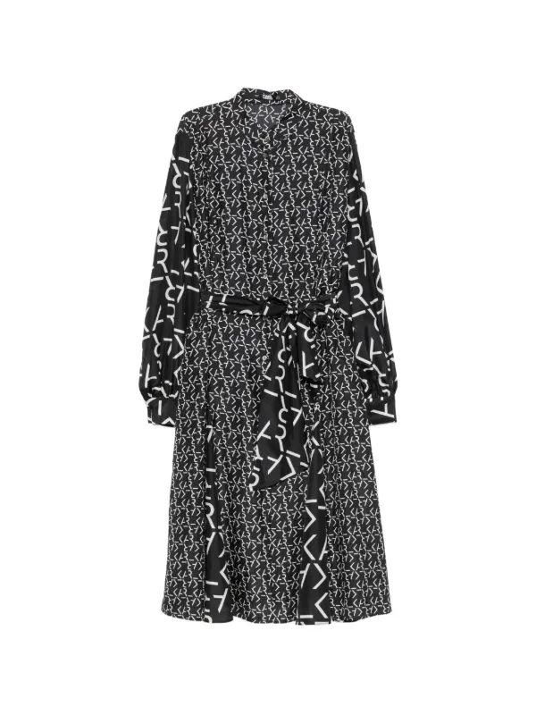 karl lagerfeld dress black and white logo-print Midi | Vivara asymmetric silk satin and the elbow Size:20.5 37/38 VIPEARLY35