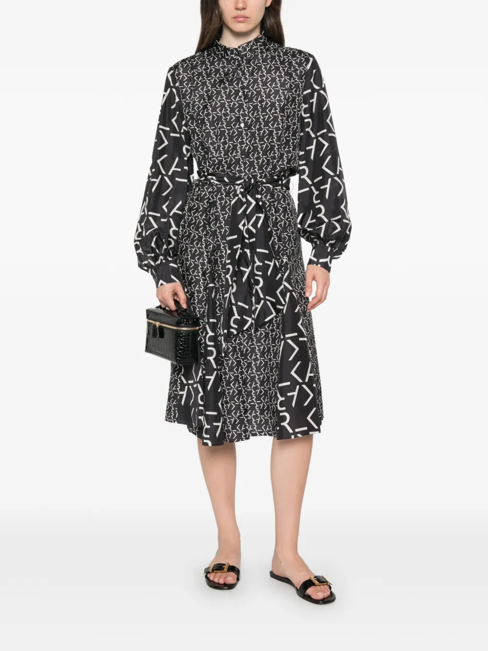 Karl Lagerfeld Midi-jurk met logoprint Zwart