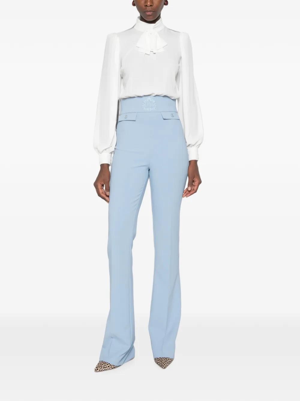 Elisabetta Franchi bow-detail high-waisted jumpsuit - Blu