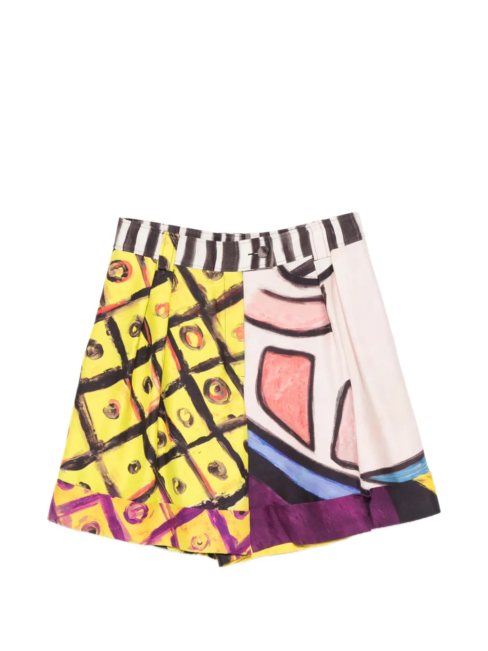 Moschino abstract-print pleated shorts - Yellow