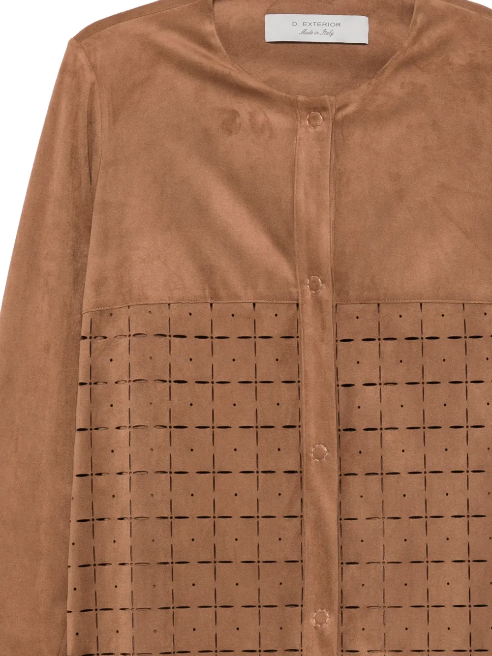 D.Exterior Jas met geperforeerde details en franje Bruin