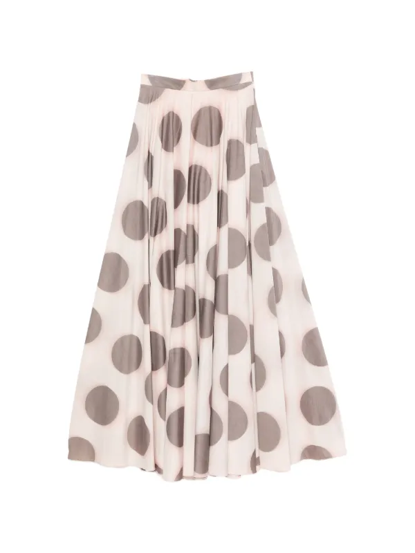 Camilla Polka-dot Pleated Maxi Skirt in Pink