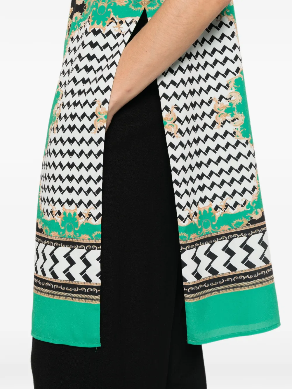 TWINSET Top verfraaid met kralen en barok-print Groen