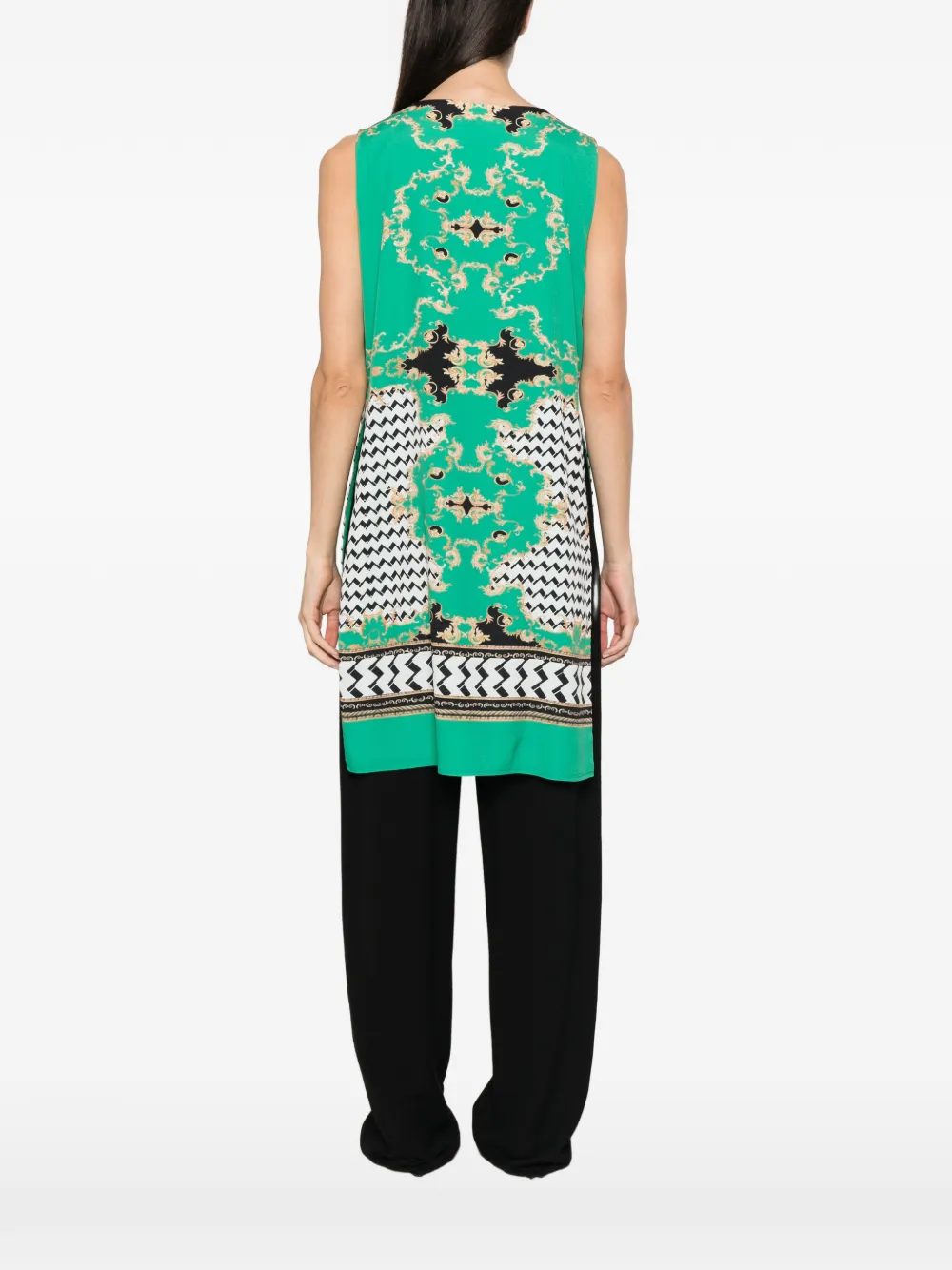 TWINSET Top verfraaid met kralen en barok-print Groen